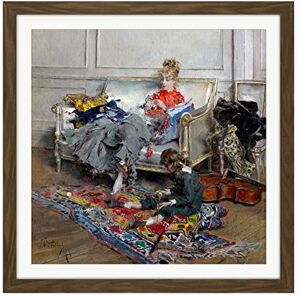 Artery8 Giovanni Boldini Young Woman Crocheting 1875 Painting Square Wooden Framed Wall Art Print Picture 16X16 Inch Artery8 Giovanni Boldini Young Woman Crocheting 1875 Painting Square Wooden Framed Wall Art Print Picture 16X16 Inch