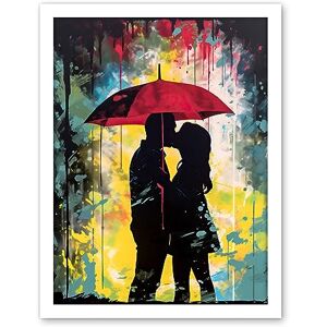 Artery8 Couple Silhouette Kissing Under a Red Umbrella Artwork Framed Wall Art Print 18X24 Inch Artery8 Couple Silhouette Kissing Under a Red Umbrella Artwork Framed Wall Art Print 18X24 Inch