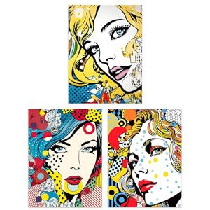 Artery8 Set of 3 Pop Art Women Faces Artworks Comic Book Style Portraits with Patterns Unframed Wall Art Living Room Poster Prints Pack Artery8 Set of 3 Pop Art Women Faces Artworks Comic Book Style Portraits with Patterns Unframed Wall Art Living Room Poster Prints Pack