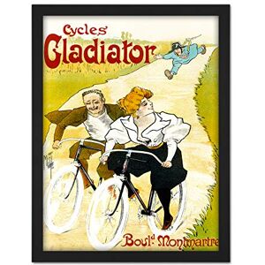 Wee Blue Coo Gladiator Bicycles Paris France Sky Woman Artwork Framed Wall Art Print 18X24 Inch Wee Blue Coo Gladiator Bicycles Paris France Sky Woman Artwork Framed Wall Art Print 18X24 Inch