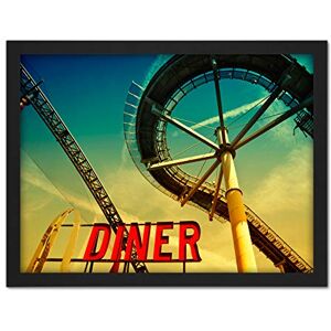Wee Blue Coo Fairground Diner Roller Coaster Artwork Framed Wall Art Print 18X24 Inch Wee Blue Coo Fairground Diner Roller Coaster Artwork Framed Wall Art Print 18X24 Inch