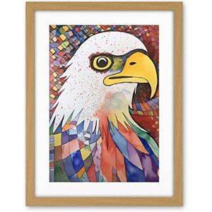 Artery8 Bald Eagle Bird And Abstract Pattern Folk Art Watercolour Painting Artwork Framed Wall Art Print 18X24 Inch Artery8 Bald Eagle Bird And Abstract Pattern Folk Art Watercolour Painting Artwork Framed Wall Art Print 18X24 Inch