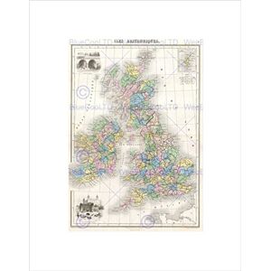 Wee Blue Coo 1878 Migeon Map The British Isles England Ireland Scotland Art Wall Art Print Wee Blue Coo 1878 Migeon Map The British Isles England Ireland Scotland Art Wall Art Print