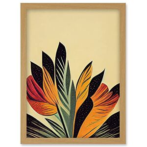 Wee Blue Coo Abstract Retro Art Nouveau Flowers in Bloom Black Gold Artwork Framed Wall Art Print A4 Wee Blue Coo Abstract Retro Art Nouveau Flowers in Bloom Black Gold Artwork Framed Wall Art Print A4