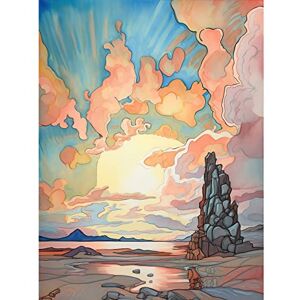 Artery8 Atmospheric Clouds Over Mono Lake at Dawn Lakeside Rock Landscape Modern Watercolour Painting Large Wall Art Poster Print Thick Paper 18X24 Inch Artery8 Atmospheric Clouds Over Mono Lake at Dawn Lakeside Rock Landscape Modern Watercolour Painting Large Wall Art Poster Print Thick Paper 18X24 Inch