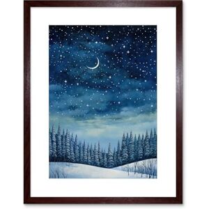 Artery8 Clear Sky Starry Night in Forest Covered with Snow Oil Painting Crescent Moon Winter Landscape Artwork Framed Wall Art Print 9X7 Inch Artery8 Clear Sky Starry Night in Forest Covered with Snow Oil Painting Crescent Moon Winter Landscape Artwork Framed Wall Art Print 9X7 Inch