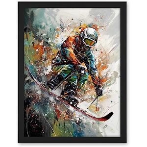 Artery8 Skier Skiing Winter Sport Paint Splat Painting Artwork Framed Wall Art Print 18X24 Inch Artery8 Skier Skiing Winter Sport Paint Splat Painting Artwork Framed Wall Art Print 18X24 Inch