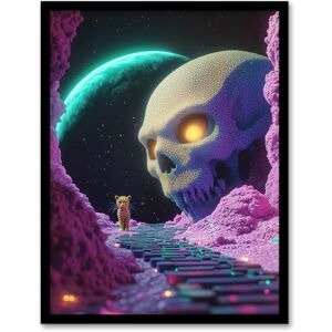 Artery8 Sci Fi Neon Fantasy Landscape Skull Leopard Moon Living Room Artwork Framed Wall Art Print A4 Artery8 Sci Fi Neon Fantasy Landscape Skull Leopard Moon Living Room Artwork Framed Wall Art Print A4