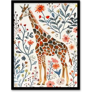Artery8 Giraffe with Wildflowers Watercolour Folk Art Living Room Artwork Framed Wall Art Print 18X24 Inch Artery8 Giraffe with Wildflowers Watercolour Folk Art Living Room Artwork Framed Wall Art Print 18X24 Inch