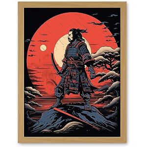 Artery8 Samurai Master on Forest Hill Sunrise Landscape Rockabilly Americana 50s Artwork Framed Wall Art Print 18X24 Inch Artery8 Samurai Master on Forest Hill Sunrise Landscape Rockabilly Americana 50s Artwork Framed Wall Art Print 18X24 Inch