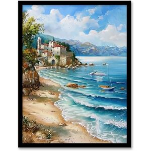 Artery8 Seaside Beach Scene Coastal Landscape Painting Living Room Bathroom Artwork Framed Wall Art Print 18X24 Inch Artery8 Seaside Beach Scene Coastal Landscape Painting Living Room Bathroom Artwork Framed Wall Art Print 18X24 Inch