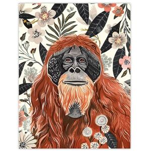 Artery8 Orangutan in Floral Jungle Bright Watercolour Living Room Extra Large XL Wall Art Poster Print Artery8 Orangutan in Floral Jungle Bright Watercolour Living Room Extra Large XL Wall Art Poster Print