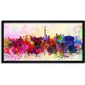 Wee Blue Coo Toronto Skyline Paint Splash Cityscape Long Panel Framed Wall Art Print Wee Blue Coo Toronto Skyline Paint Splash Cityscape Long Panel Framed Wall Art Print