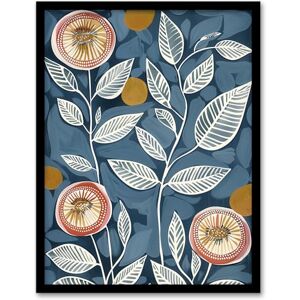 Artery8 Folk Art Flower Line Patterns Blue Pink Painting Bedroom Artwork Framed Wall Art Print A4 Artery8 Folk Art Flower Line Patterns Blue Pink Painting Bedroom Artwork Framed Wall Art Print A4