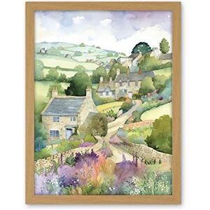 Artery8 Countryside Spring Landscape with Cottages Modern Watercolour Painting Artwork Framed Wall Art Print 18X24 Inch Artery8 Countryside Spring Landscape with Cottages Modern Watercolour Painting Artwork Framed Wall Art Print 18X24 Inch