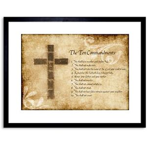 Wee Blue Coo Ten 10 Commandments Cross Religious Quote Framed Wall Art Print Wee Blue Coo Ten 10 Commandments Cross Religious Quote Framed Wall Art Print