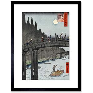 Wee Blue Coo Painting Japanese Woodblock Bridge To Fort Over River Framed Wall Art Print Wee Blue Coo Painting Japanese Woodblock Bridge To Fort Over River Framed Wall Art Print