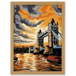 Artery8 London Tower Bridge Dramatic Sunset Sky Artwork Orange Grey River Thames Riverboat England Clouds Artwork Framed Wall Art Print A4 Artery8 London Tower Bridge Dramatic Sunset Sky Artwork Orange Grey River Thames Riverboat England Clouds Artwork Framed Wall Art Print A4