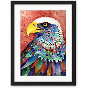 Artery8 Bald Eagle Bird With Multicoloured Feathers Folk Art Watercolour Painting Artwork Framed Wall Art Print 18X24 Inch Artery8 Bald Eagle Bird With Multicoloured Feathers Folk Art Watercolour Painting Artwork Framed Wall Art Print 18X24 Inch