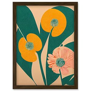 Wee Blue Coo California Poppy Flower Blooms Turquoise Leaves Bright Artwork Framed Wall Art Print A4 Wee Blue Coo California Poppy Flower Blooms Turquoise Leaves Bright Artwork Framed Wall Art Print A4