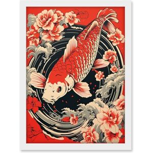 Artery8 Koi Fish Carp Japanese Whirlpool Red Black Floral Illustration Artwork Coy Artwork Framed A3 Wall Art Print Artery8 Koi Fish Carp Japanese Whirlpool Red Black Floral Illustration Artwork Coy Artwork Framed A3 Wall Art Print