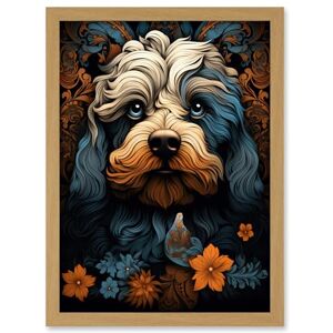 Artery8 Cockapoo Dog with Flower Patterns Art Nouveau Artwork Orange Blue Floral Portrait Design Artwork Framed A3 Wall Art Print Artery8 Cockapoo Dog with Flower Patterns Art Nouveau Artwork Orange Blue Floral Portrait Design Artwork Framed A3 Wall Art Print