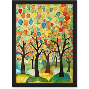 Artery8 Apple Tree Orchard Abstract Folk Art Landscape Watercolour Painting Artwork Framed A3 Wall Art Print Artery8 Apple Tree Orchard Abstract Folk Art Landscape Watercolour Painting Artwork Framed A3 Wall Art Print