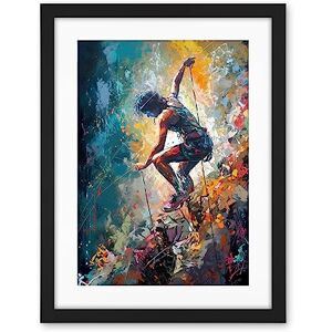 Artery8 Rock Climber Multicoloured Mountain Cliff Descent Artwork Framed Wall Art Print 18X24 Inch Artery8 Rock Climber Multicoloured Mountain Cliff Descent Artwork Framed Wall Art Print 18X24 Inch