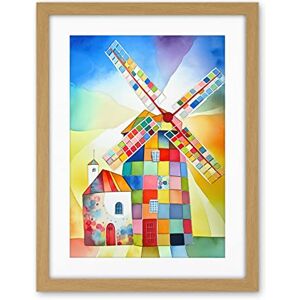 Artery8 Abstract Patchwork Windmill Old Amsterdam Folk Art Artwork Framed Wall Art Print 18X24 Inch Artery8 Abstract Patchwork Windmill Old Amsterdam Folk Art Artwork Framed Wall Art Print 18X24 Inch