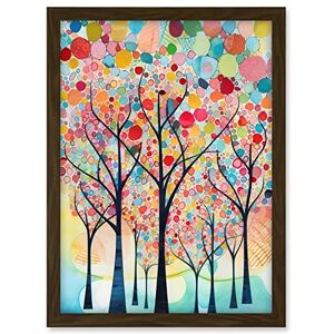 Artery8 Colourful Trees Blooming In Spring Folk Art Watercolour Painting Artwork Framed A3 Wall Art Print Artery8 Colourful Trees Blooming In Spring Folk Art Watercolour Painting Artwork Framed A3 Wall Art Print