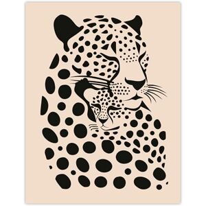 Artery8 Leopard Mother Pup Baby Black Tan Graphic Design Living Room Extra Large XL Wall Art Poster Print Artery8 Leopard Mother Pup Baby Black Tan Graphic Design Living Room Extra Large XL Wall Art Poster Print