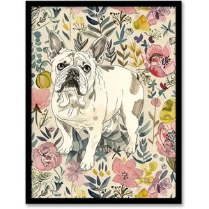 Artery8 Cute French Bulldog Dog Lover Floral Portrait Living Room Artwork Framed Wall Art Print 18X24 Inch Artery8 Cute French Bulldog Dog Lover Floral Portrait Living Room Artwork Framed Wall Art Print 18X24 Inch