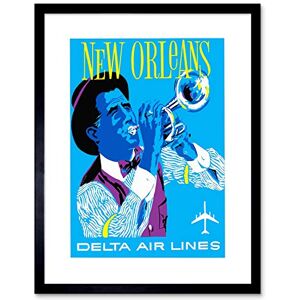 Wee Blue Coo Vintage Travel America Air Line New Orleans Jazz Picture Framed Wall Art Print Wee Blue Coo Vintage Travel America Air Line New Orleans Jazz Picture Framed Wall Art Print