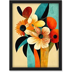 Doppelganger33 LTD Vibrant Modern Abstract Oil Painting Summer Flower Bouquet Teal Orange Artwork Framed Wall Art Print A4 Doppelganger33 LTD Vibrant Modern Abstract Oil Painting Summer Flower Bouquet Teal Orange Artwork Framed Wall Art Print A4