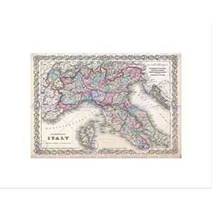 Wee Blue Coo Beautiful 1855 First Edition Colton Map Northern Italy Wall Art Print Wee Blue Coo Beautiful 1855 First Edition Colton Map Northern Italy Wall Art Print