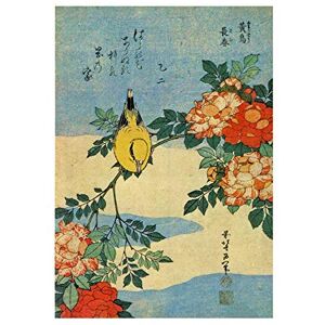 Wee Blue Coo Painting Animals Bird Yellow Finch Flowers Japanese Japan Wall Art Print Wee Blue Coo Painting Animals Bird Yellow Finch Flowers Japanese Japan Wall Art Print