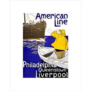 Wee Blue Coo TRAVEL TRANSPORT AMERICAN LINE SHIP LIVERPOOL VINTAGE FRAMED ART PRINT B12X150 Wee Blue Coo TRAVEL TRANSPORT AMERICAN LINE SHIP LIVERPOOL VINTAGE FRAMED ART PRINT B12X150