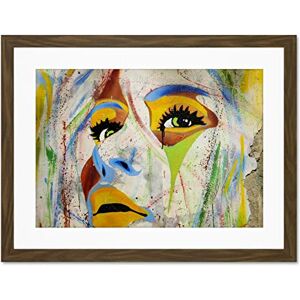 Fine Art Prints Graffiti Woman Face Multicolour Large Brown Framed Art Print Wall Poster 18x24 inch Fine Art Prints Graffiti Woman Face Multicolour Large Brown Framed Art Print Wall Poster 18x24 inch