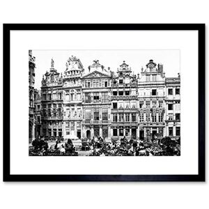 Wee Blue Coo The Houses On The Grand Place Brussels Belgium 1895 BW Framed Wall Art Print Wee Blue Coo The Houses On The Grand Place Brussels Belgium 1895 BW Framed Wall Art Print