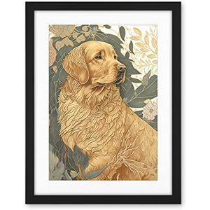 Artery8 Golden Retriever Dog in Nature Soft Pastel Colour Illustration Artwork Framed Wall Art Print 18X24 Inch Artery8 Golden Retriever Dog in Nature Soft Pastel Colour Illustration Artwork Framed Wall Art Print 18X24 Inch