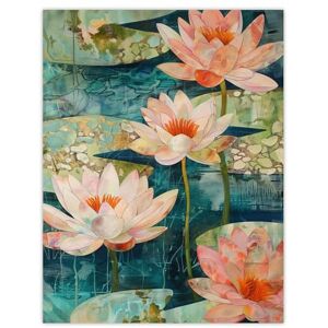 Artery8 Tranquil Pink Water Lilies on Calm Pond Artwork Living Room Bathroom Extra Large XL Wall Art Poster Print Artery8 Tranquil Pink Water Lilies on Calm Pond Artwork Living Room Bathroom Extra Large XL Wall Art Poster Print