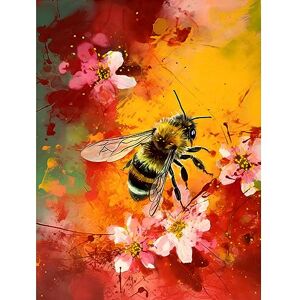 Artery8 Honey Bee on Abstract Flower Bed Oil Painting Large Wall Art Poster Print Thick Paper 18X24 Inch Artery8 Honey Bee on Abstract Flower Bed Oil Painting Large Wall Art Poster Print Thick Paper 18X24 Inch