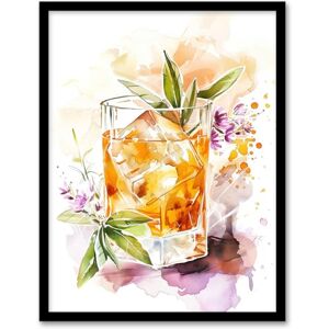 Artery8 Whiskey Smash Blue Basil Cocktail Bar Watercolour Kitchen Artwork Framed Wall Art Print 18X24 Inch Artery8 Whiskey Smash Blue Basil Cocktail Bar Watercolour Kitchen Artwork Framed Wall Art Print 18X24 Inch