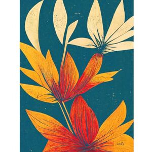 Doppelganger33 LTD Abstract Tropical Leaf Linocut Flowers Blue Gold Large Wall Art Poster Print Thick Paper 18X24 Inch Doppelganger33 LTD Abstract Tropical Leaf Linocut Flowers Blue Gold Large Wall Art Poster Print Thick Paper 18X24 Inch