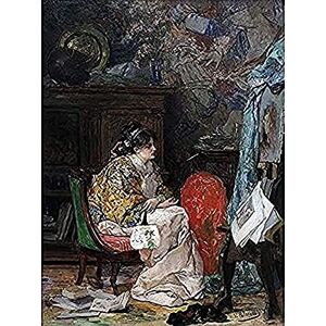 Fine Art Prints Palmaroli In The Study Woman Malerei, ungerahmt, Wandkunstdruck, Poster, Heimdekoration, Premium Fine Art Prints Palmaroli In The Study Woman Malerei, ungerahmt, Wandkunstdruck, Poster, Heimdekoration, Premium