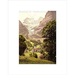 Wee Blue Coo VINTAGE LANDSCAPE EIGER VALLEY CHURCH ALPINE SWITZERLAND FRAMED PRINT B12X10388 Wee Blue Coo VINTAGE LANDSCAPE EIGER VALLEY CHURCH ALPINE SWITZERLAND FRAMED PRINT B12X10388