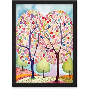 Artery8 Two Trees Blooming In Spring Folk Art Watercolour Painting Artwork Framed A3 Wall Art Print Artery8 Two Trees Blooming In Spring Folk Art Watercolour Painting Artwork Framed A3 Wall Art Print