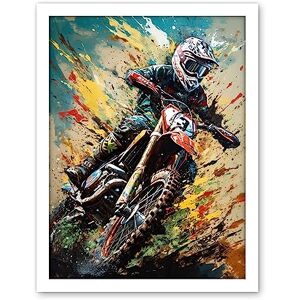 Artery8 Motocross Race Sport Driver Action Shot Painting Artwork Framed Wall Art Print 18X24 Inch Artery8 Motocross Race Sport Driver Action Shot Painting Artwork Framed Wall Art Print 18X24 Inch