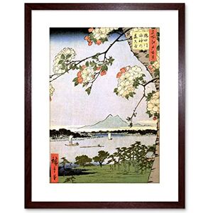 Wee Blue Coo Japanese Woodblock Cherry Blossom Ships On Water Framed Wall Art Print Wee Blue Coo Japanese Woodblock Cherry Blossom Ships On Water Framed Wall Art Print