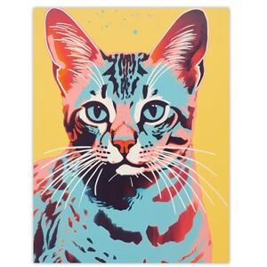 Artery8 Retro Cat Moggie Duotone Blue Yellow Bold Vibrant Screen Print Risograph Artwork Spot Block Colour Riso Interior Design Extra Large XL Wall Art Poster Print Artery8 Retro Cat Moggie Duotone Blue Yellow Bold Vibrant Screen Print Risograph Artwork Spot Block Colour Riso Interior Design Extra Large XL Wall Art Poster Print